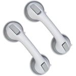 Relaxdays - Poignée ventouse, lot de 2, barre d'appui douche & baignoire, 25 kg, pour personnes âgées, mur, en blanc/gris