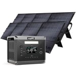 SOLARPLAY Station électrique portable 2400w, 2160wh Générateur solaire avec 2*200W panneau solaire, avec 12 connecteurs de sortie, pour camping, camping-cars & pannes de courant avec 5 ans de garantie