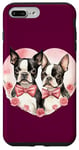 Coque pour iPhone 7 Plus/8 Plus Boston Terrier Valentine Cœur Rose Rouge Love Valentine's Day