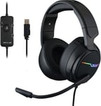 Korp THALLIUM Casque Gaming USB Son 7.1 Digital Surround - Micro Casque Gamer Audio Haute Qualité - Microphone à réduction de bruits - LED RGB - Compatible PC PS4 PS5 (Noir).[V1651]