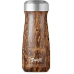 S'well Bouteille d'eau de voyage en acier inoxydable – 470 ml – Bois de teck – Triple couche isotherme sous vide – Garde le café, le thé et les boissons froides pendant 24 heures et chaudes pendant 12