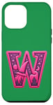 iPhone 12 Pro Max Pink Letter "W" on a Women Girls Ladies Witches Green Color Case