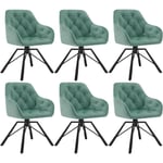 Woltu - Lot de 6 Chaises Salle à Manger Pivotante, Chaises Cuisine en Velours + Métal, Chaises à Haut Dossier, Chaises Scandinave, Turquoise