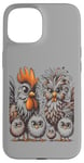 Coque pour iPhone 15 Art de poulet amusant coloré d'Eagerlys, Crazy Chicken Family