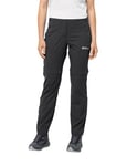 Jack Wolfskin Glastal Zip Away Pants W Pantalon de Randonnée Pluie Taille Elastique, Noir, 46 Femme