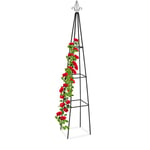 Relaxdays - Trellis pyramide, 204 m de hauteur, Support pour plantes grimpantes, en métal, stable, tour pour rosier, noir