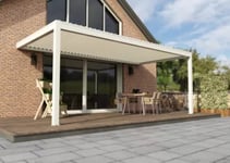 Pergola bioclimatique adossée motorisée aluminium Oviedo blanc 6 x 3 m