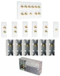 5.1 Surround Sound AV Speaker Wall Plate Kit White NON SOLDER + Metal Back Boxes