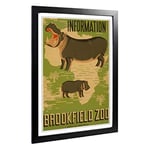 Big Box Art Framed Print of Vintage WPA Poster Brookfield Zoo (2) Design | Wall Art Picture | Home Decor for Kitchen, Living Room, Bedroom, Hallway, Black, A2 / 24.5x18 Inch / 62x45cm