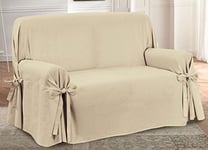 BIANCHERIAWEB Housse de canapé avec Lacets nœud avec Housse de Protection pour canapé, protège-canapé 3 Places, Couleur précieuse Beige