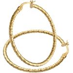 9ct Yellow Gold Hoop Earrings 3cm Diameter with Diamond Cut Design by Citerna