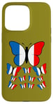 Coque pour iPhone 15 Pro Max French Pride Papillon Magnifique avec Drapeau de la France