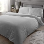 RapportSnuggle Bedding Teddy Fleece Cozy Soft Duvet Cover Set Double 4FT 6 Grey