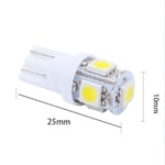 T10 w5w LED med 5 5050SMD 6000k-chips 12V DC 10-pack vit