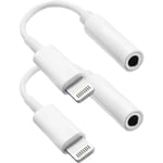 2-pack för iPhone 3,5 mm hörlursadapter Lightning till 3,5 mm hörlursuttag/hörlursuttagsljudkonverter med iPhone 14 13 12 11 Pro XR XS Max X 8 7...