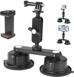 Support à Ventouse pour GoPro Caméra, Professionnel Ventouse Charge 10Kg Support Voiture avec Rotule à 360° et Plaque de Dégagement Rapide, Vehicle Shooting Vlogging pour Caméra d'action Appare