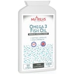 Omega 3 Fish Oil 90 Softgel Capsules 1000mg - EPA DHA - High Strength Omega-3 UK