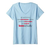 Love Actually Drink Hot Chocolate Movie Font Text T-Shirt avec Col en V