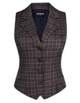 SCARLET DARKNESS Ladies Vest Top Sleeveless Steampunk Corset Waistcoat Dressy Tuxedo Suit Blazer for Women UK Navy Blue Plaid XL