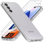 Fodral för Samsung Galaxy A15 5G-4G - Transparent stötsäker TPU + 2 skyddsglas av härdat glas Transparent