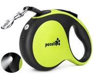 Pecute Retractable Dog Leash with Rechargeable LED Light, 5m/16ft Dog Leash with 360° Tangle-Free Extended Leash, Anti-Slip Handle and Quick Brake Button, Suitable for Dogs Up to 110lbs/50kg in Weight