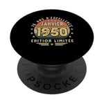 Janvier 1950 Cadeau Anniversaire Janvier 1950 75 ans Homme PopSockets PopGrip Adhésif