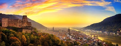 Heidelberg kurz nach Sonnenuntergang Panorama mit warmen Farben