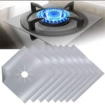 EMAGEREN 8Pcs Plaque de Cuisson à Gaz Protection en Téflon Argent Plaque Cuisson Gaz Protection Gaziniere Gaz Protection Cuisinière à Brûleurs Gaz Protection Anti-Corrosion Anti-adhésif pour Cuisine