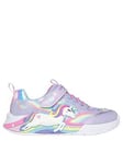 Skechers Girls Unicorn Chaser Lighted Rainbow Glitter Trainer, Purple, Size 3 Older