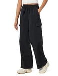 The Drop Women's Esperanza Relaxed Nylon Cargo Pants, Black, XX-Large Plus