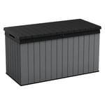 Keter Coffre de rangement Darwin, coffre durable et résistant aux intempéries, Gris - 570L - 142.5x65.3x78.2 cm