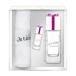 JE T'AIME Passionnement Coffret pour Femme Eau de Parfum 100 ml + Miniature 10 ml + Serviette Éponge Vaporisateur Spray Parfum Cadeau • EVAFLORPARIS