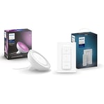 Philips Hue White and Colour Ambiance Bloom [White] Smart LED Table Lamp Bundle, Includes Hue Dimmer Switch, with Bluetooth Compatible with Alexa and Google Assistant [Energy Class A+]