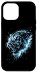 Coque pour iPhone 13 Pro Max Tigre Lightning Bleu ciel Art de la faune Animal