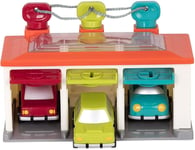 Battat BT2633Z Shape Sorting Garage with Keys and 3 Toy Cars for Toddlers 2 Yea