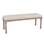 VONLUCE Banc Banquette Design Classique, Banc Rembourrée en Tissu, Banc Capitonné en Lin et Bois Massif pour Chambre Salle à Manger Salon Couloir Piano (120 x 40 x 46 cm)