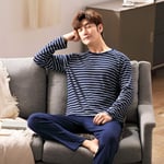 CIDCIJN Homme Pyjama Set,Mode Automne Et Hiver Pyjamas pour Hommes Homewearcotton Pyjamas Ensemble avec Pantalons Vêtements De Nuit Masculins Long Sleeve Cotton Home Clothes for Men,Blue,XL