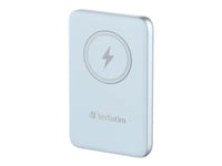 Verbatim Charge 'N' Go - Trådlös Powerbank - Magnetfäste - Li-Pol - 10000 Mah - 20 Watt - 2.4 A - Apple 2.4A, Apple Fast Charge, Bc1.2, Pd 3.0, Quick Charge 3.0 (24 Pin Usb-C) - Blå