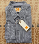 New Hugo BOSS mens grey regular fit casual smart suit striped jeans shirt LARGE