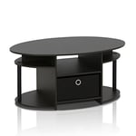 Furinno Table Basse Ovale avec Poubelle, Bois, Noyer, Set de 1, dense, Noix, Set Of 1