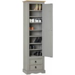 Armoire tequila avec 1 porte et 2 tiroirs, en pin massif lasuré gris et brun