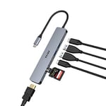 YLSCI Hub USB C, Adaptateur 7 en 1 de Type C avec 4K HDMI, 2 USB 3.0, USB C 3.0, SD/TF, 100 W PD pour MacBook Pro/Air, Windows, HP et Autres appareils de Type C