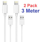 2-Pack 2M Lightning laddare iPhone 13/12/11/ Xs/Max/X/8/7/6/5/SE Vit