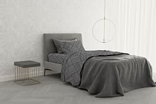 Italian Bed Linen MB Home Basic “Dafne” Bed Sheet Set, Citylife Grey, Large Single