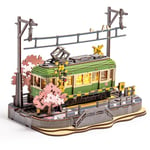 ROBOTIME Puzzle 3D Maquette de Train Sakura en Bois avec Lumière LED, Maquette en Bois a Construire Adulte, Cadeau pour Adultes, Adolescents, Filles