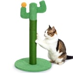 Cactus Griffoir pour Chat 60 cm - Happy & Polly Poteau Griffoir Chat en Corde de Tissu Résistant Jute Naturel - Grattoir Chat Base Stable pour Chatons et Chats Adultes d'Intérieur - Vert