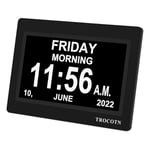 TROCOTN dementia clock, digital clock with date and day for elderly, alzheimers clock day clock large display calendar clock (7 Inches Black)