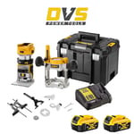 DeWalt DCW604P2 18V Brushless Router Trimmer + 2 x 5Ah Batteries Charger & case