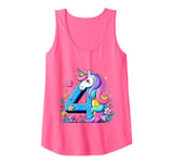 Unicorn 4th Birthday Floral Magic 4 Years Old Birthday Girl Tank Top