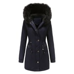 Parka Femme,Chaleureuse Manteau Femme D'automne D'hiver,Doudoune Femme Longue À Capuche Fausse Fourrure Grande Taille